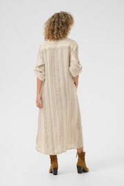 Caftan dress krem med grønt mønster