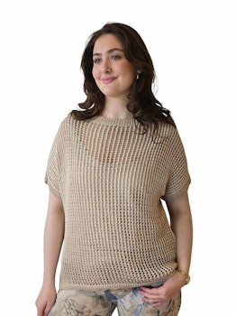 Heklet beige topp med singlet