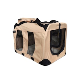 Hundtransportlåda + liggunderlag (storlek M / 70 cm, beige)