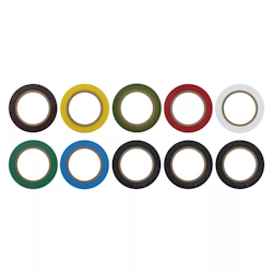 Isoleringstejp PVC 15mm/10m mix av färger, 10 st