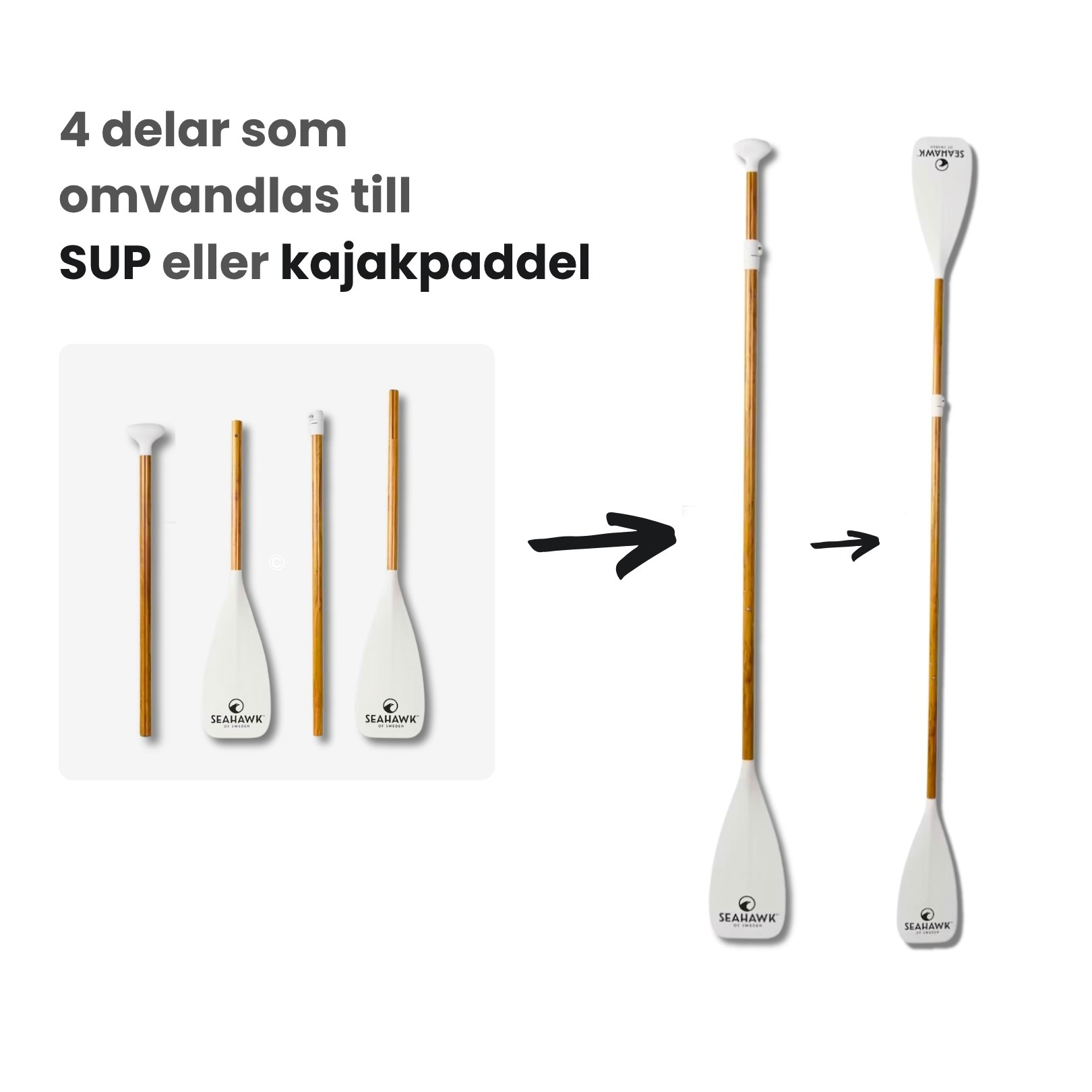 Seahawk Hybridpaddel för Kajak och SUP