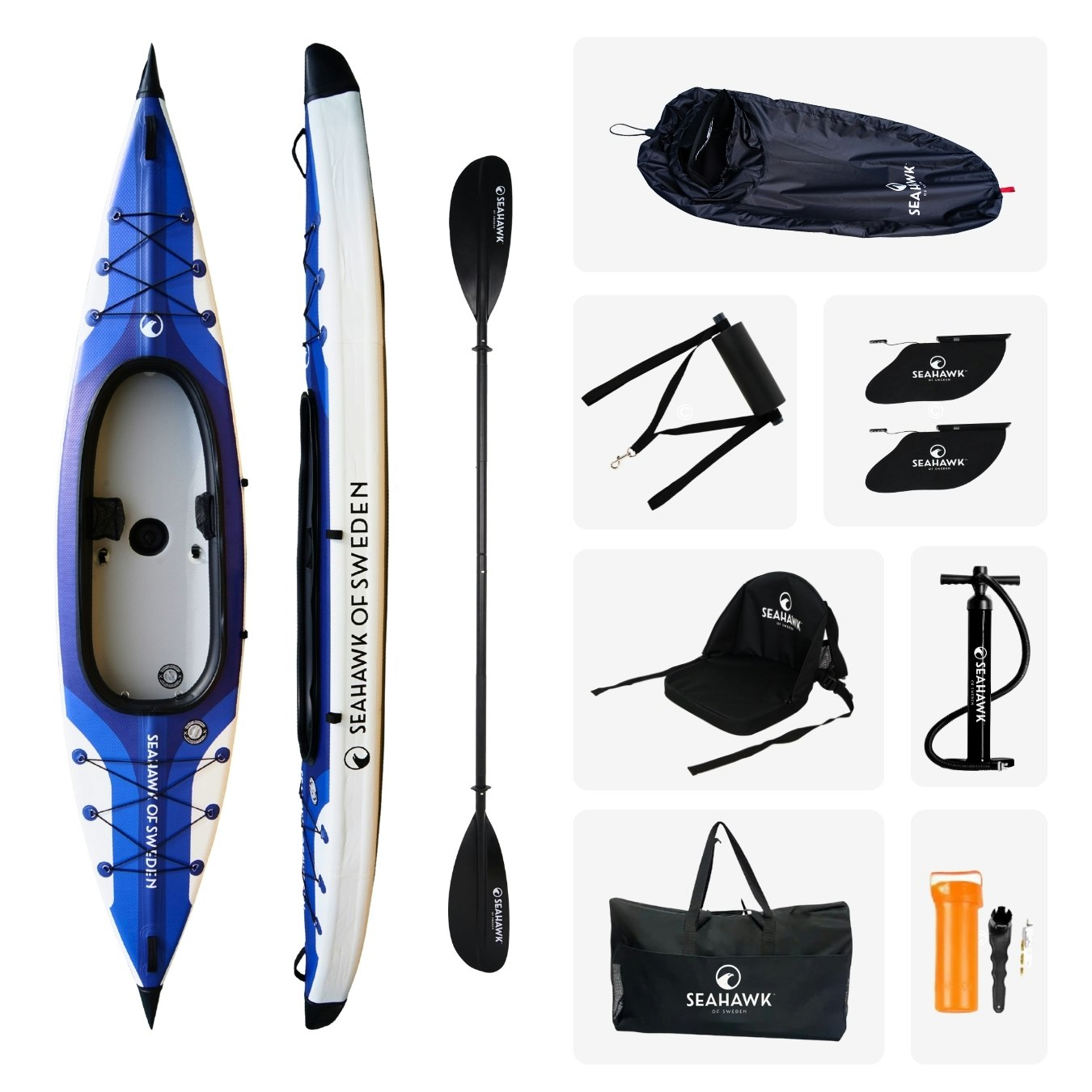 Seahawk Aero K1 - Uppblåsbar Kajak 1 person - Paket