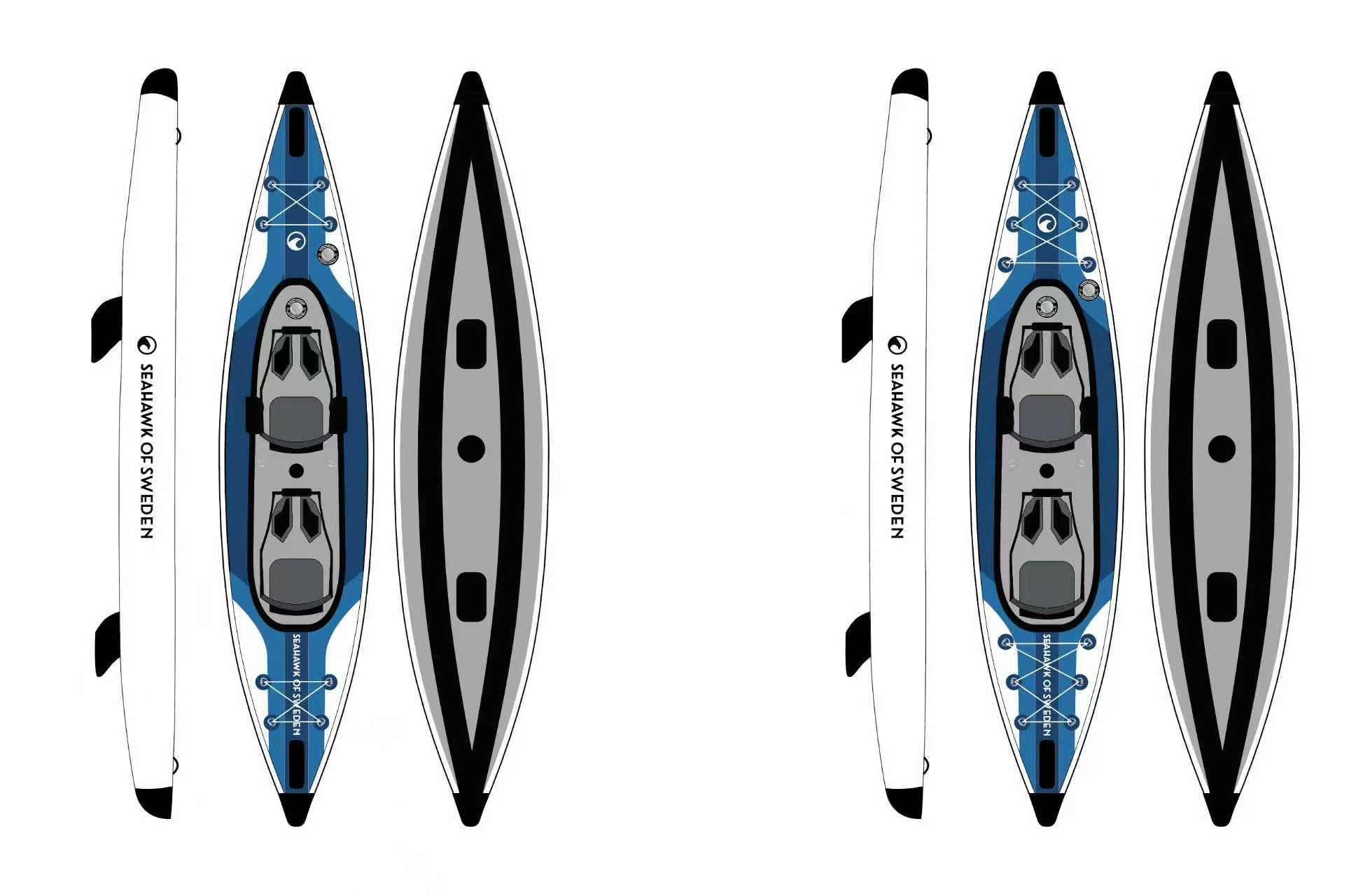 Seahawk Aero K2 modell 2026 - Uppblåsbar Kajak 2 personer - Paket