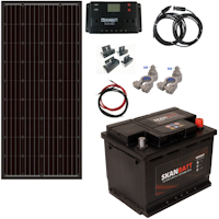 SKANBATT Solcellepakke Camping/Vanlife komplett - Mini - 12V - 80W - 60Ah fritidsbatteri