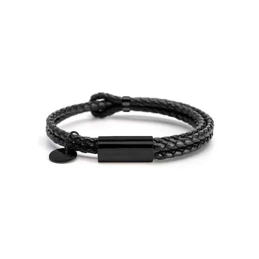 All Black Lavoro Leather Bracelet