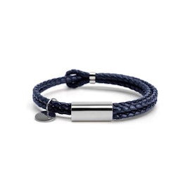 Navy Lavoro Leather Bracelet