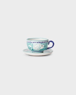Cup with plate - Aqua Celeste