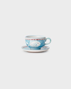 Cup with plate - Turquoise