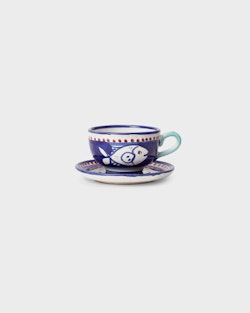 Cup with plate - Ocean Blue