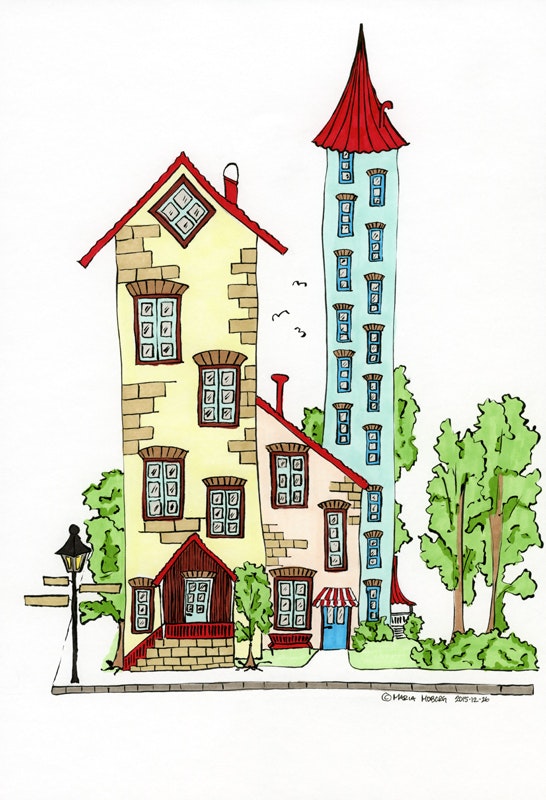 Personligt original av ditt hus - Cartoony