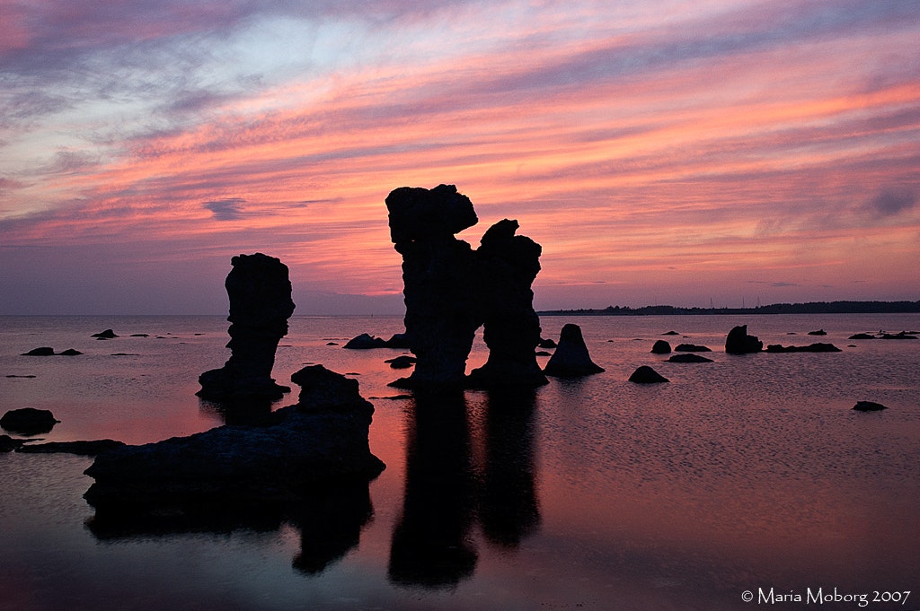 Röd Solnedgång vid Gamlehamn, Gotland