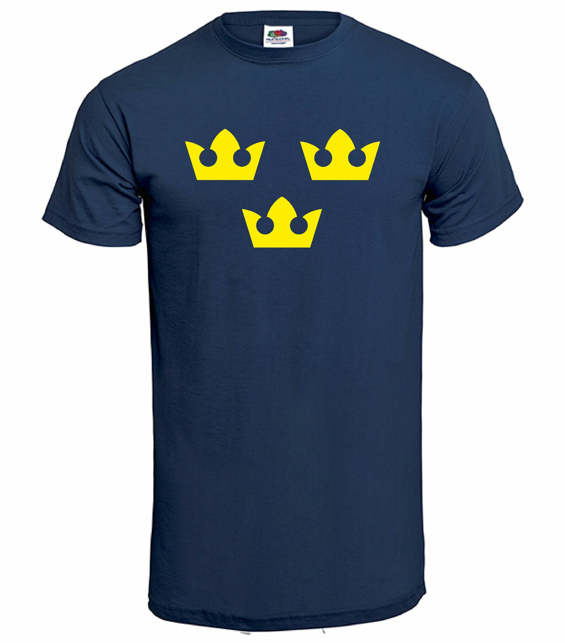 Tre Kronor T-Shirt Marin, gul logo - 19 Butiken