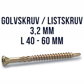 Golvskruv / Listskruv 3,2 Gul / VIT 250st FAST
