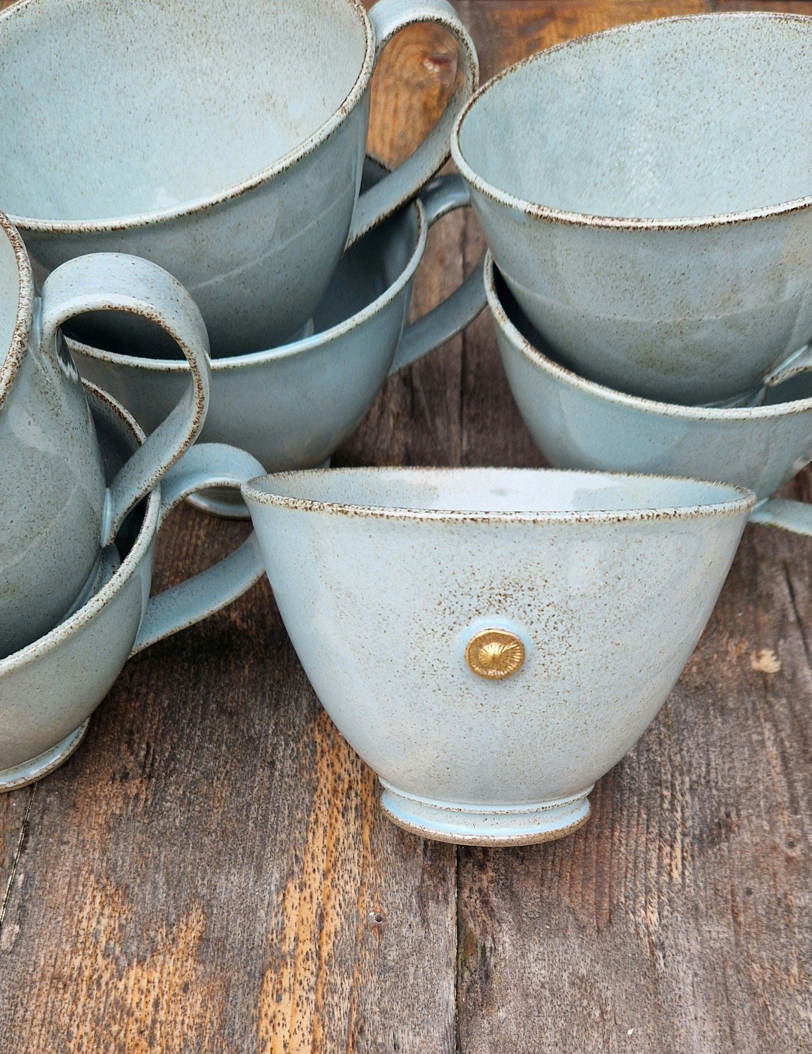 Kopp "Stenstrandsdrömmar"/Turkosblå