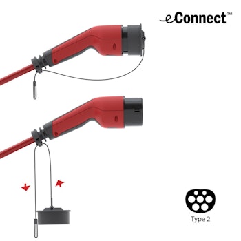 eConnect Ladekabel Type 2, 1 fase, 20A, 4,6kW