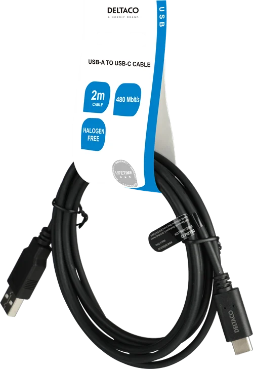 Deltaco USB-A till USB-C 3A 2m