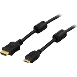 HDMI-kabel, hane till mini hane, 1m, svart