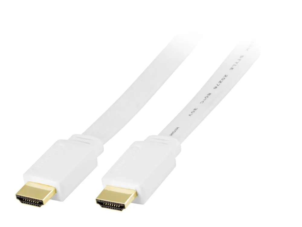 HDMI hane till HDMI hane - 2 m - vit - platt