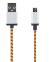 Streetz USB-kabel, Tygklädd, Typ A ha - Typ Micro B, 2m