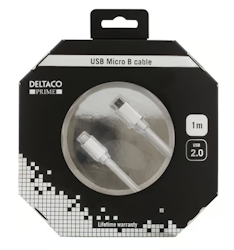 Deltaco Prime, USB C Micro-USB B Silver, 1m