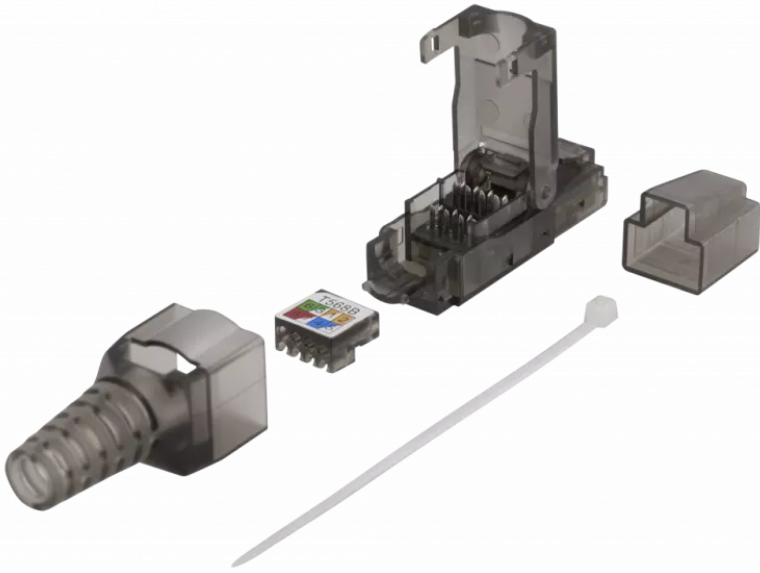 deltaco RJ45 plug Cat6A, unshielded, tool-less, grey