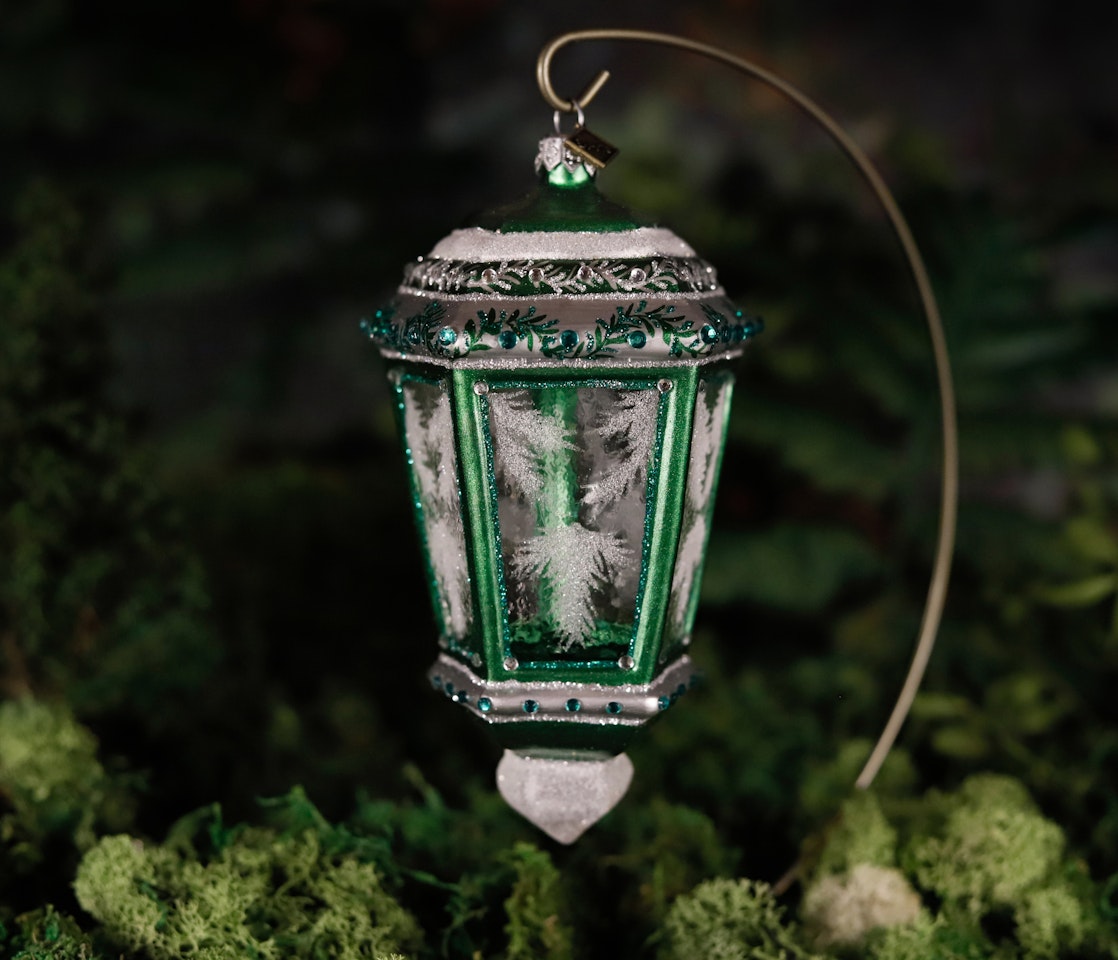 Den grønne lanterne, 16 cm hånddekorert glassornament