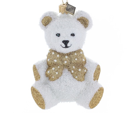Fluffy teddy, 12 cm hånddekorert glassfigur