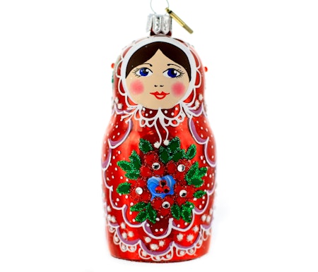 Matryoshka, 10 cm hånddekorert glassfigur