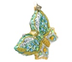 Amandas blå, 10 cm hånddekorert glass-sommerfugl