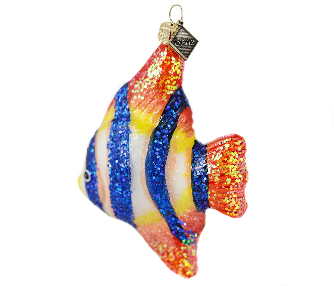 Scalare, 10 cm hånddekorert glass-fisk