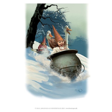 Kunstprint gås i potte A4