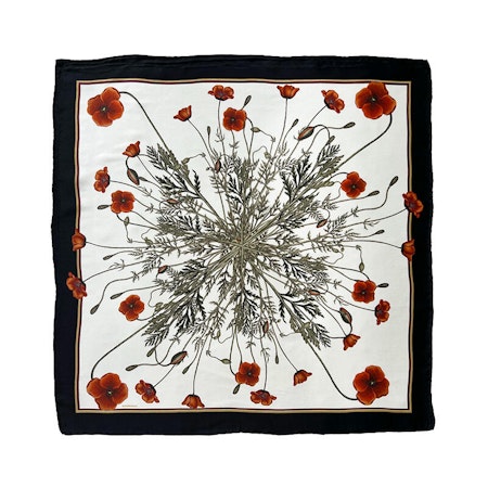 Silkeskjerf Kornvalmue 50x50cm