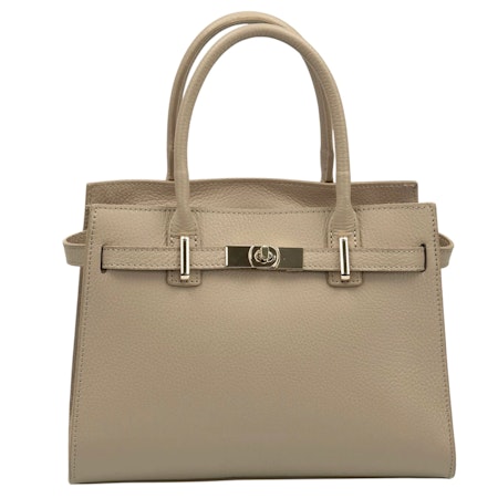 Gina taupe italiensk skinnveske, håndlaget i Firenze