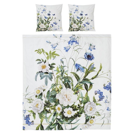 Blue Flower Garden økologisk bomull dobbel-dynetrekk 220cm med pynteputetrekk