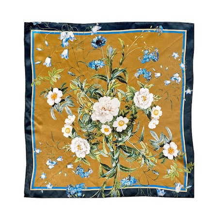 Silkeskjerf Blue Flower Garden 50x50cm