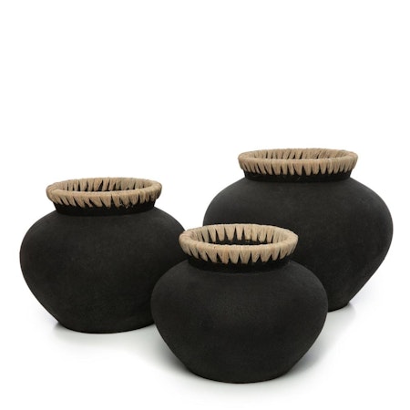 Krukke Styly black M håndlaget terracotta 23x29cm