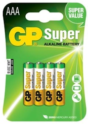 GP Super Alkaline AAA Batteri 4st