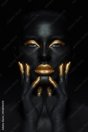 Ansikte Black & Gold 120*180 cm