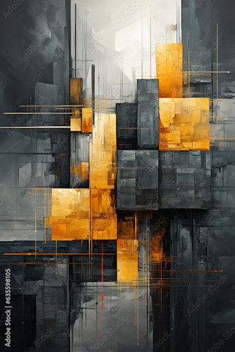 Abstrakt: Svart Gul   120cm*180cm