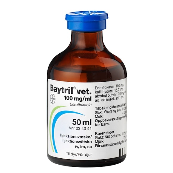 Baytril vet. 100 mg/ml 50 milliliter Injektionsvätska, lösning