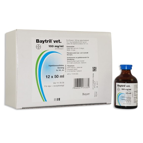 Baytril® vet. 100 mg/ml injektionsvätska 12 x 50 ml