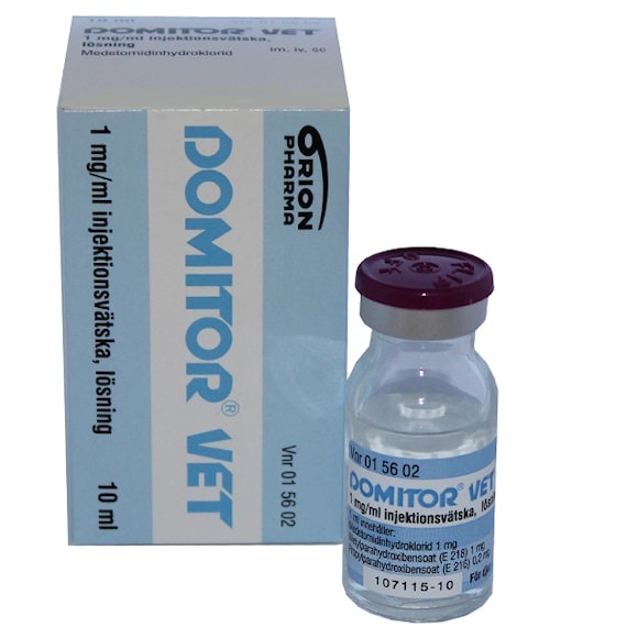 Domitor vet., inj-vätska, lösning 1 mg/ml, 10 milliliter