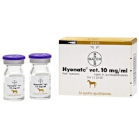 Hyonate vet., inj-vätska, lösning 10 mg/ml, 2 x 2 milliliter