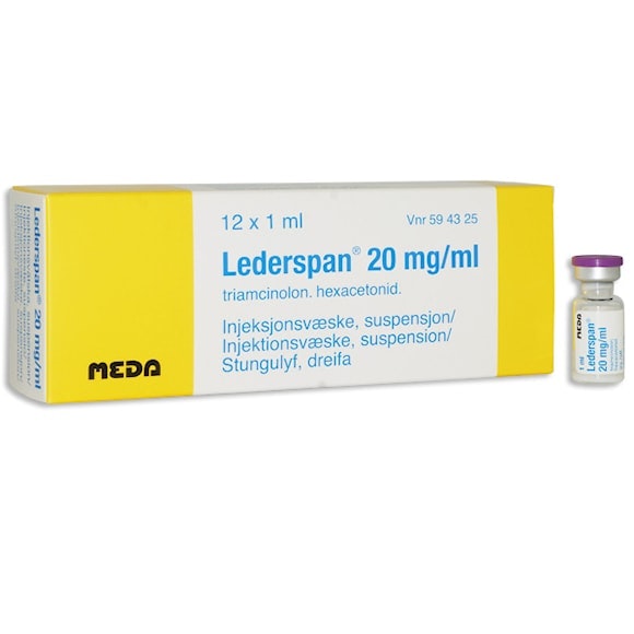 Lederspan, inj-vätska, suspension 20 mg/ml, 12 x 1 milliliter
