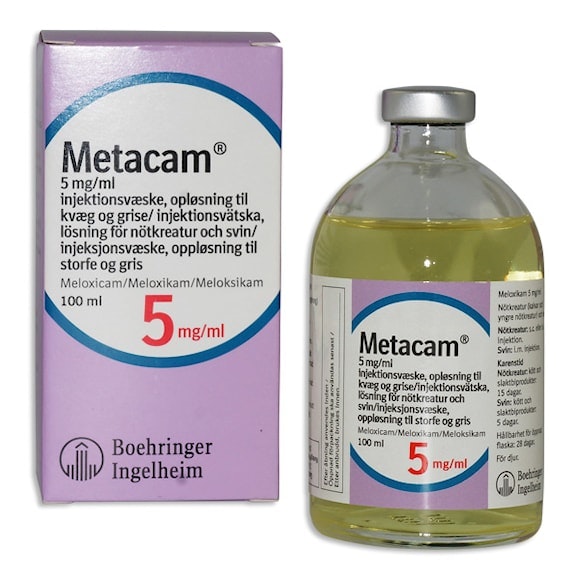 Metacam för nötkreatur och svin, inj-vätska, lösning 5 mg/ml, 100 milliliter