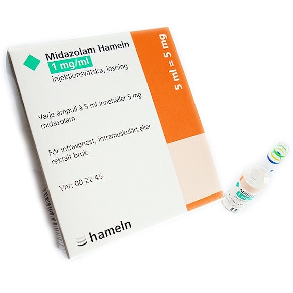 Midazolam Hameln, inj-/inf-vätska, lösning 1 mg/ml, 10 x 5 milliliter
