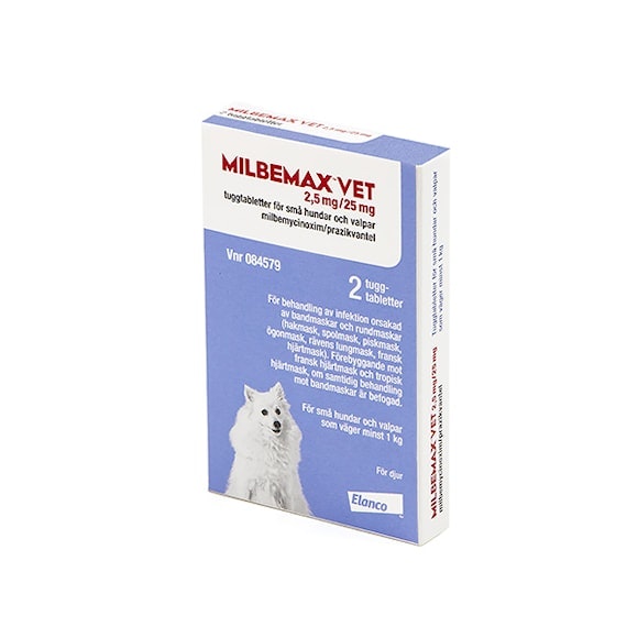 Milbemax vet., tuggtablett 2,5 mg/25 mg, 2 styck