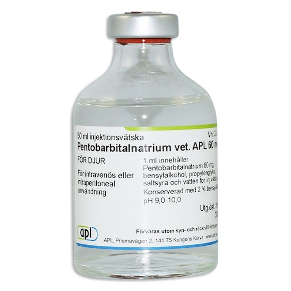 Pentobarbitalnatrium vet. APL, inj-vätska, lösning 60 mg/ml, 50 milliliter