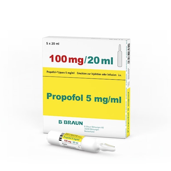 Propofol-Lipuro, injektionsvätska/infusionsvätska, emulsion 5 mg/ml, 5 x 20 milliliter