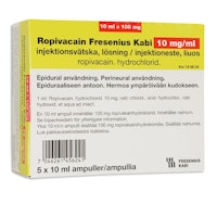 Ropivacain Fresenius Kabi, inj-vätska, lösning 10 mg/ml, 5 x 10 milliliter